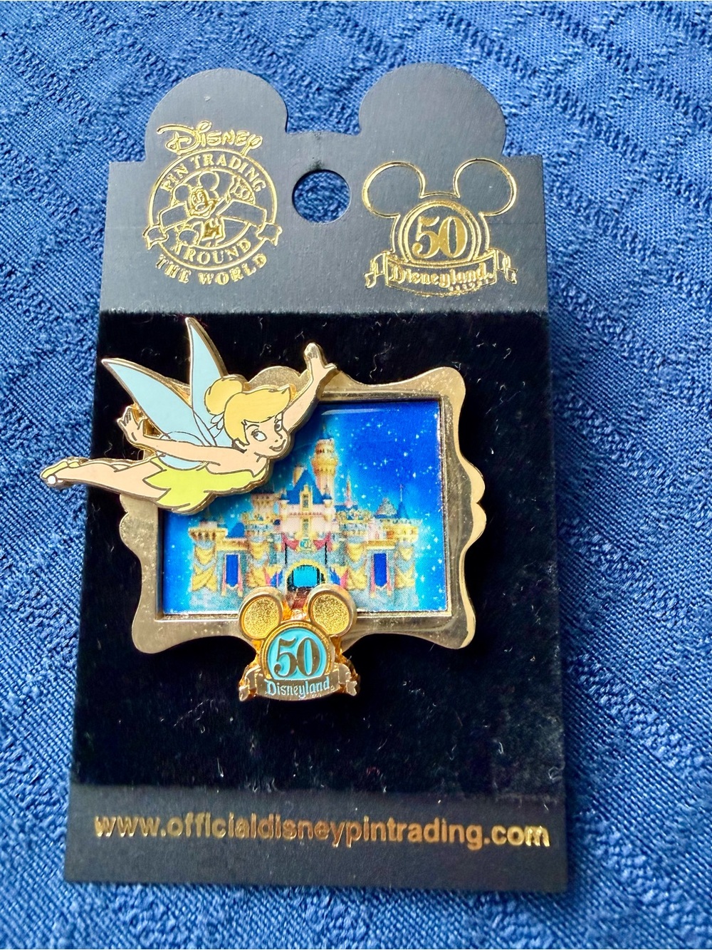 Vintage Disneyland 50th Anniversary Tinker Bell Pin Sleeping Beauty Castle